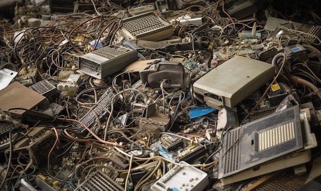 Dispositivi elettronici abbandonati che inquinano l'ambiente Creazione utilizzando strumenti generativi di IA