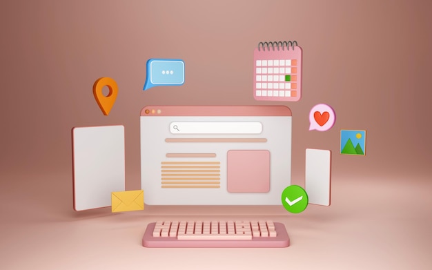 Dispositivi elettronici circondati da simboli Internet