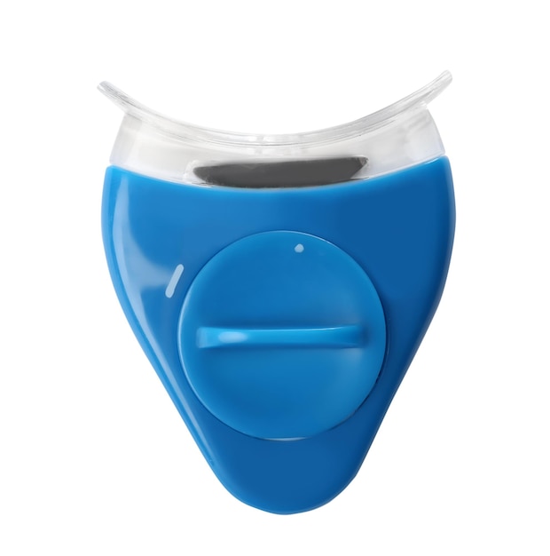 Dispositivo di sbiancamento dei denti su sfondo bianco Cure odontoiatriche