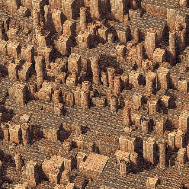 Disposizione astratta di un'antica città fatta di paglia IA generativa