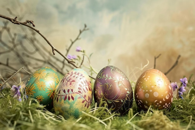 Disposizione decorativa di uova di Pasqua