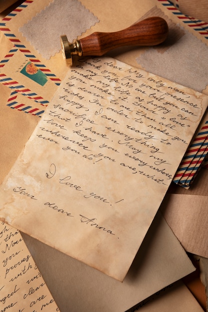 Disposizione delle lettere d'amore vista dall'alto