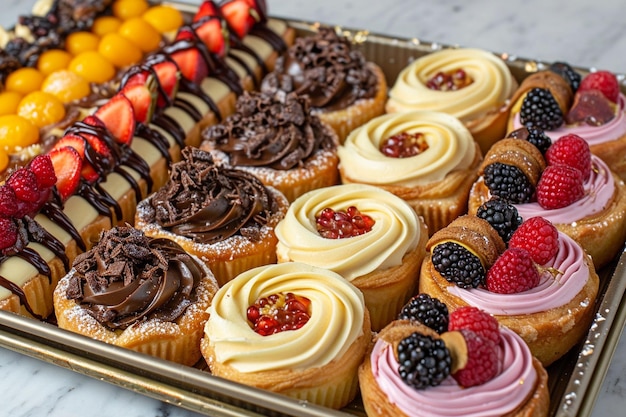 Disposizione di pasticceria deliziosa ad alto angolo