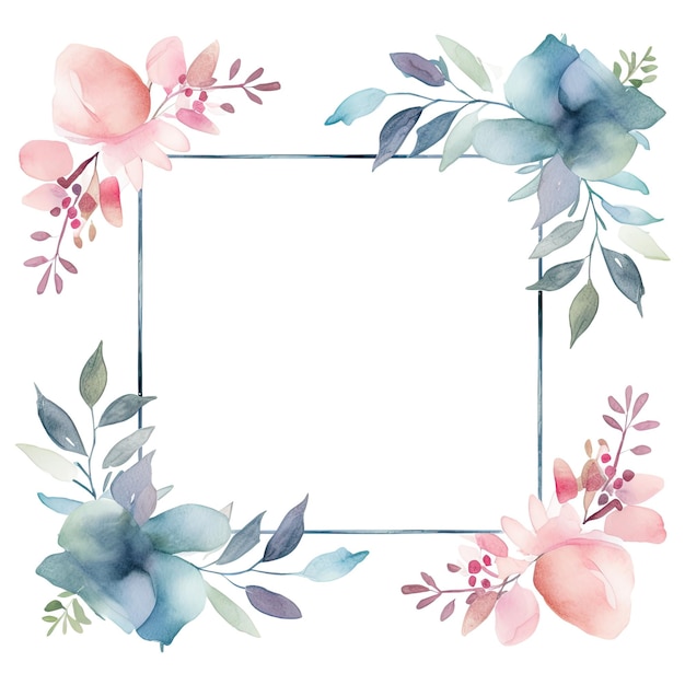 Disposizione floreale delicata e artistica Clipart Card Frame Botanical Pastel Oggetti isolati O