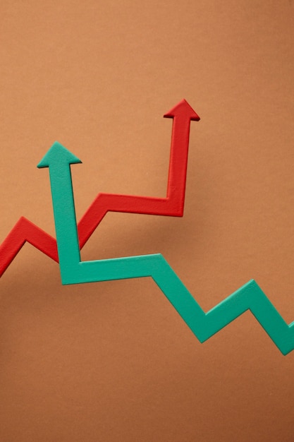 Disposizione piatta della presentazione delle statistiche con le frecce