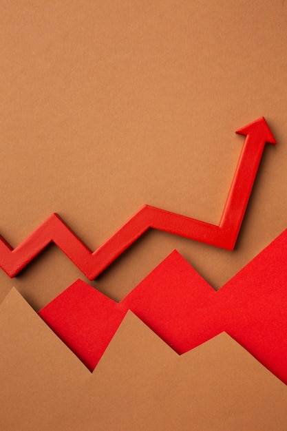 Disposizione piatta della presentazione delle statistiche di crescita con la freccia