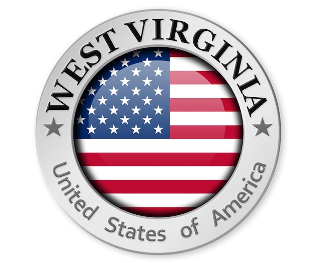 Distintivo d'argento con bandiera del West Virginia e degli Stati Uniti