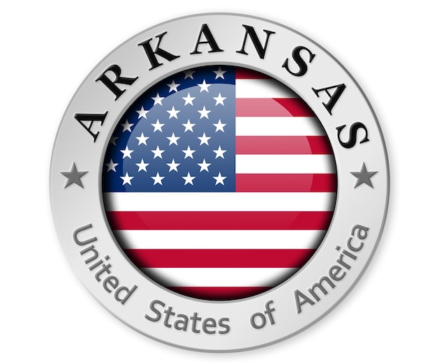 Distintivo d'argento con bandiera dell'Arkansas e degli Stati Uniti