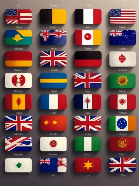 distintivo di icona da bandiere di paesi del mondo impostato