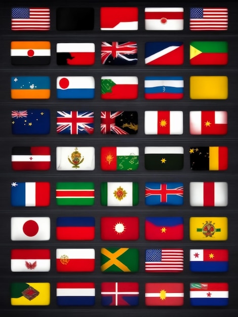 distintivo di icona da bandiere di paesi del mondo impostato