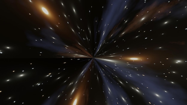 Distorsione a stella colorata dovuta al viaggio nel rendering 3D alla velocità della luce