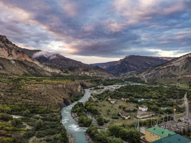 DISTRETTO GUNIBSKY RUSSIA Giugno 2021 Vista dalla Torre Andalal al Gunibskaya HPP Daghestan