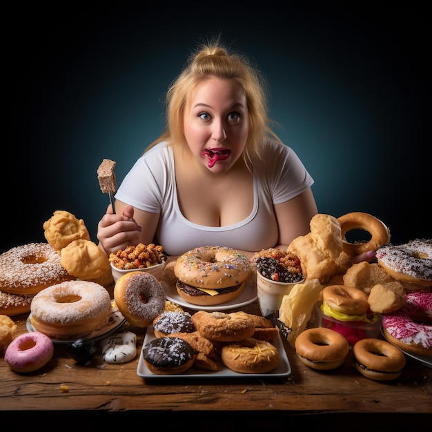 disturbo da binge eating concetto con la donna che mangia