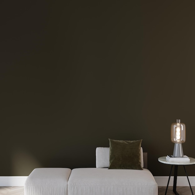 divano e lampada mockup a parete vuota colorata