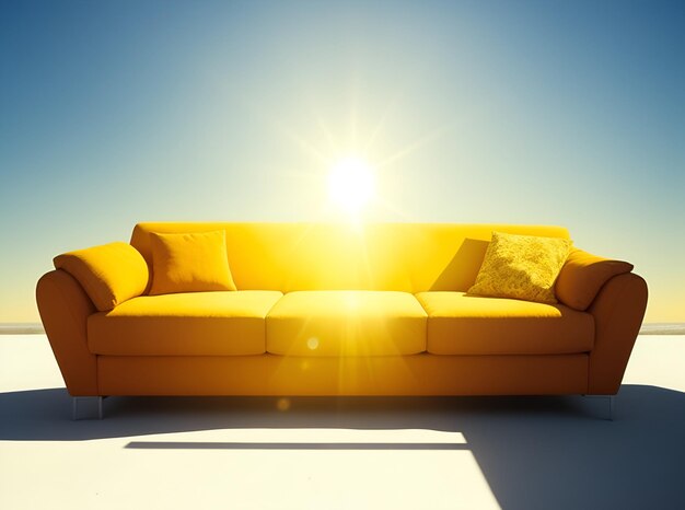 divano giallo con il sole sullo sfondo 3