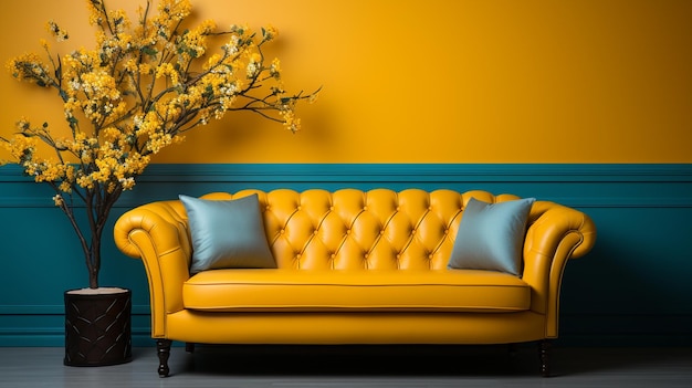 divano moderno sul colore di sfondo della parete