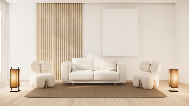 Divano poltrona design minimalista muji style3D rendering