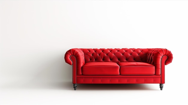 Divano rosso su sfondo bianco
