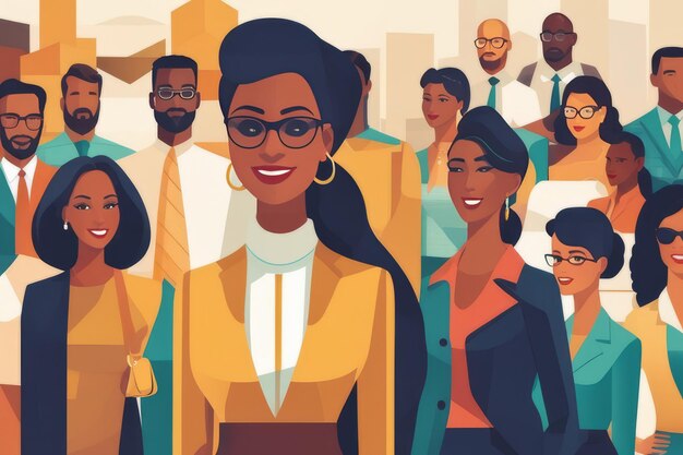 Diverse donne d'affari che abbracciano il successo nel mondo del lavoro moderno