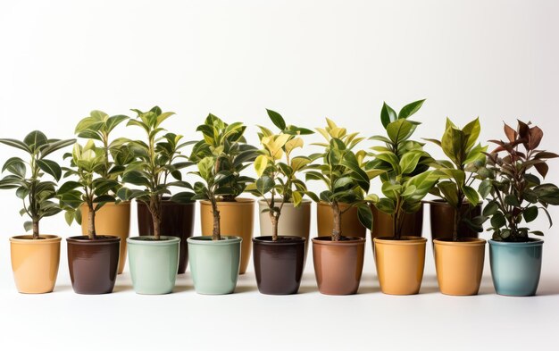 Diverse forme di vasi e contenitori di piante isolati su sfondo bianco