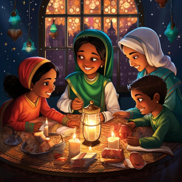 Diverse illuminazioni Un gioioso miscuglio di Natale Hanukkah Eid e Diwali