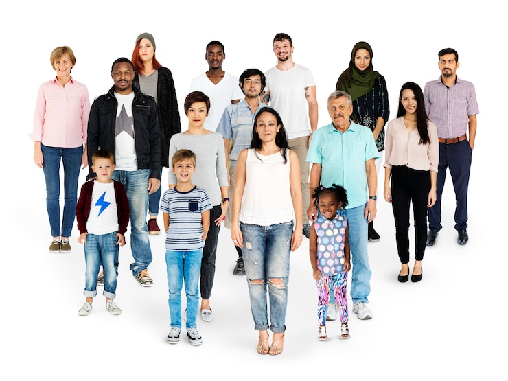 Foto diverse persone impostate