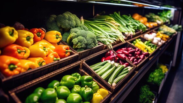 Diverse varietà di verdure fresche nei mercati locali e nei supermercati