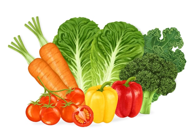 Diverse verdure png illustrazione cibo sano sfondo trasparente
