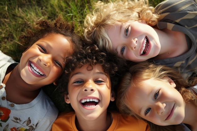 Diversi bambini insieme sorridendo di diverse etnie concetto di diversità culturale AI