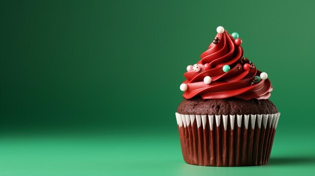 Diversi deliziosi cupcake di Natale sullo sfondo delle vacanze