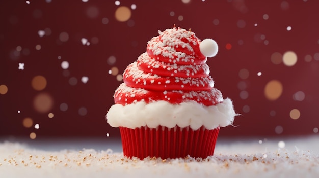 Diversi deliziosi cupcake di Natale sullo sfondo delle vacanze