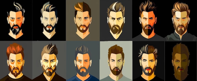 Diversi gruppi di uomini con stili di capelli diversi