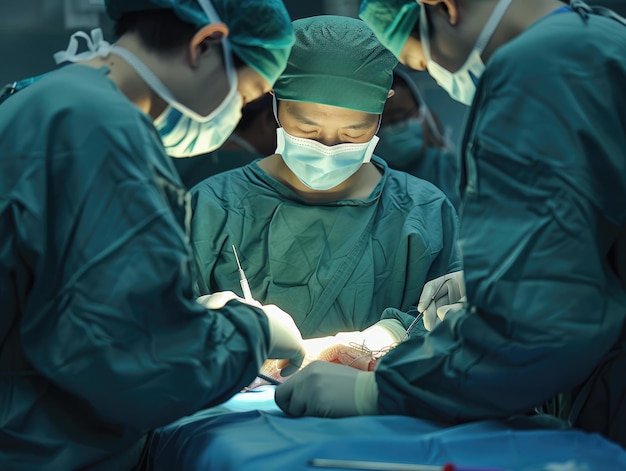 Diversi medici in sala operatoria stanno lavorando