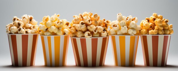 diversi pezzi di popcorn su uno sfondo bianco