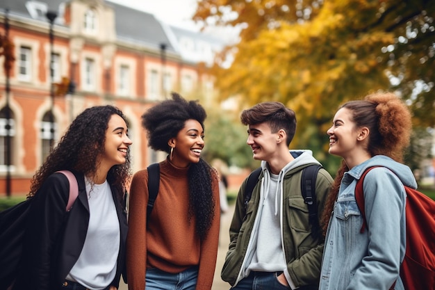 Diversi studenti universitari che stanno insieme Ai generativa