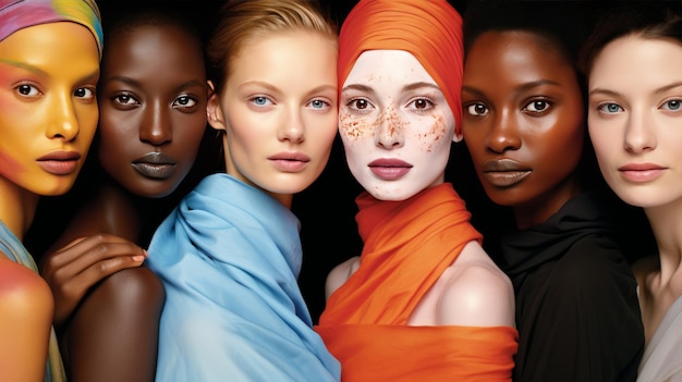 Diversi tipi di bellezza femminile Diverse culture e nazionalità Diversità Editoriale di moda