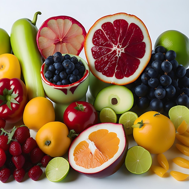 diversi tipi di cibi, bevande e frutta per un semplice intrattenimento