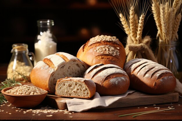 Diversi tipi di pane con nutrizione AI generativa