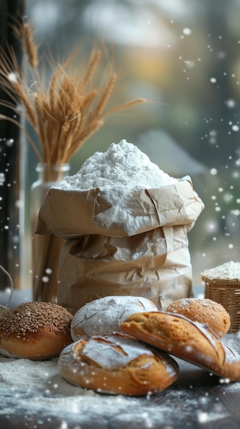 Diversi tipi di pane esposti