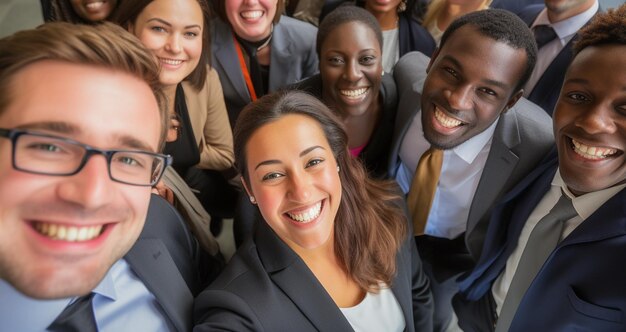 Diversità etnica al lavoro con dipendenti felici che celebrano il successo aziendale