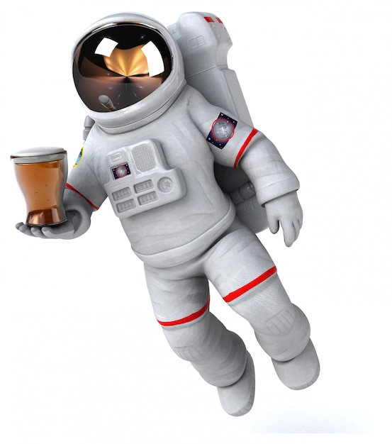 Divertente astronauta con una birra