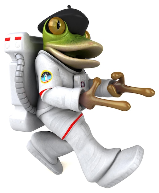 Divertente astronauta rana dei cartoni animati 3D