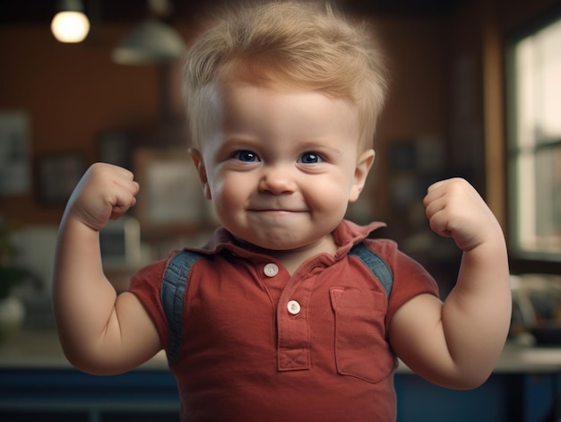 divertente bambino sorridente come combattente di wrestling