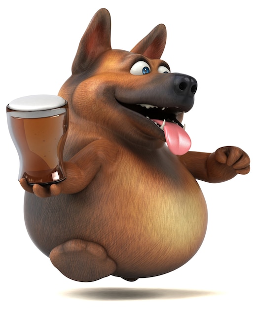 Divertente cane da pastore tedesco - 3D Illustration