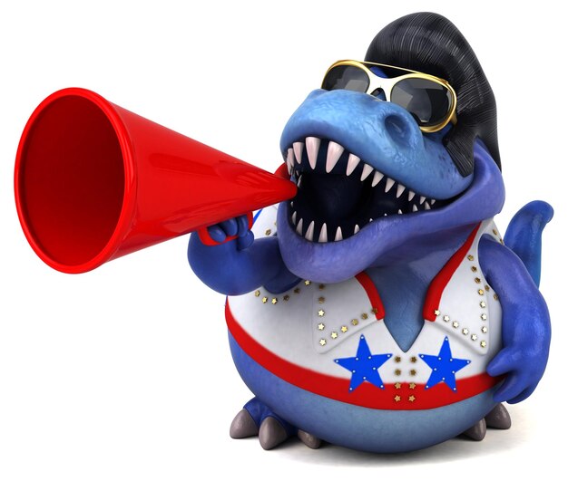 Divertente cartone animato 3D illustrazione di un bilanciere Trex