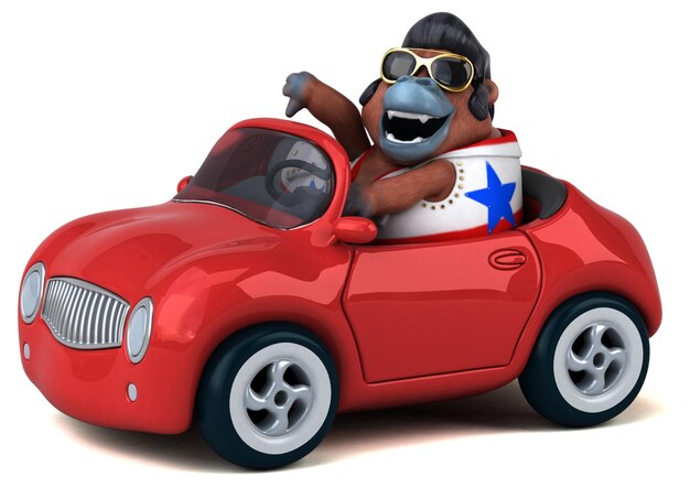 Divertente cartone animato 3D illustrazione di un rocker Orang Outan