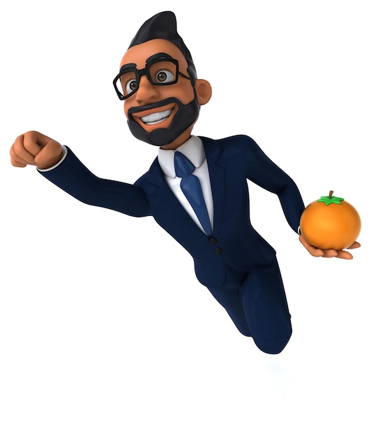 Divertente cartone animato 3D illustrazione di un uomo d'affari indiano