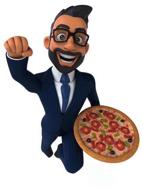 Divertente cartone animato 3D illustrazione di un uomo d'affari indiano
