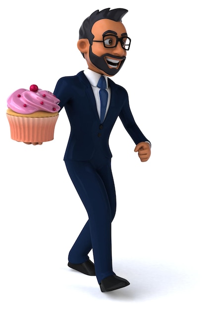 Divertente cartone animato 3D illustrazione di un uomo d'affari indiano