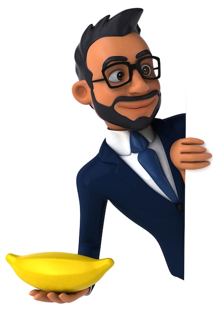 Divertente cartone animato 3D illustrazione di un uomo d'affari indiano